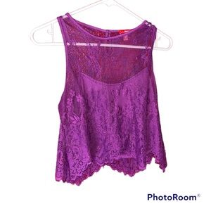 BONGO Purple Lace Overlay Cropped Top